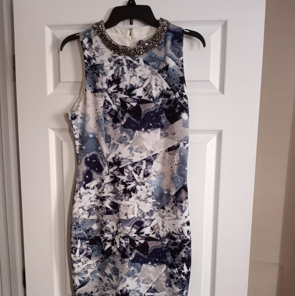Long blue and white jennifer lopez dress
